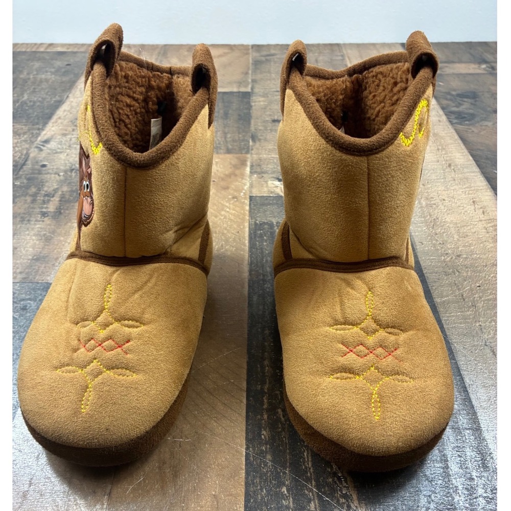 Disney Toy Story 4 Woody Bullseye Cowboy Boot Slippers Kids 13/1 Tan Brown